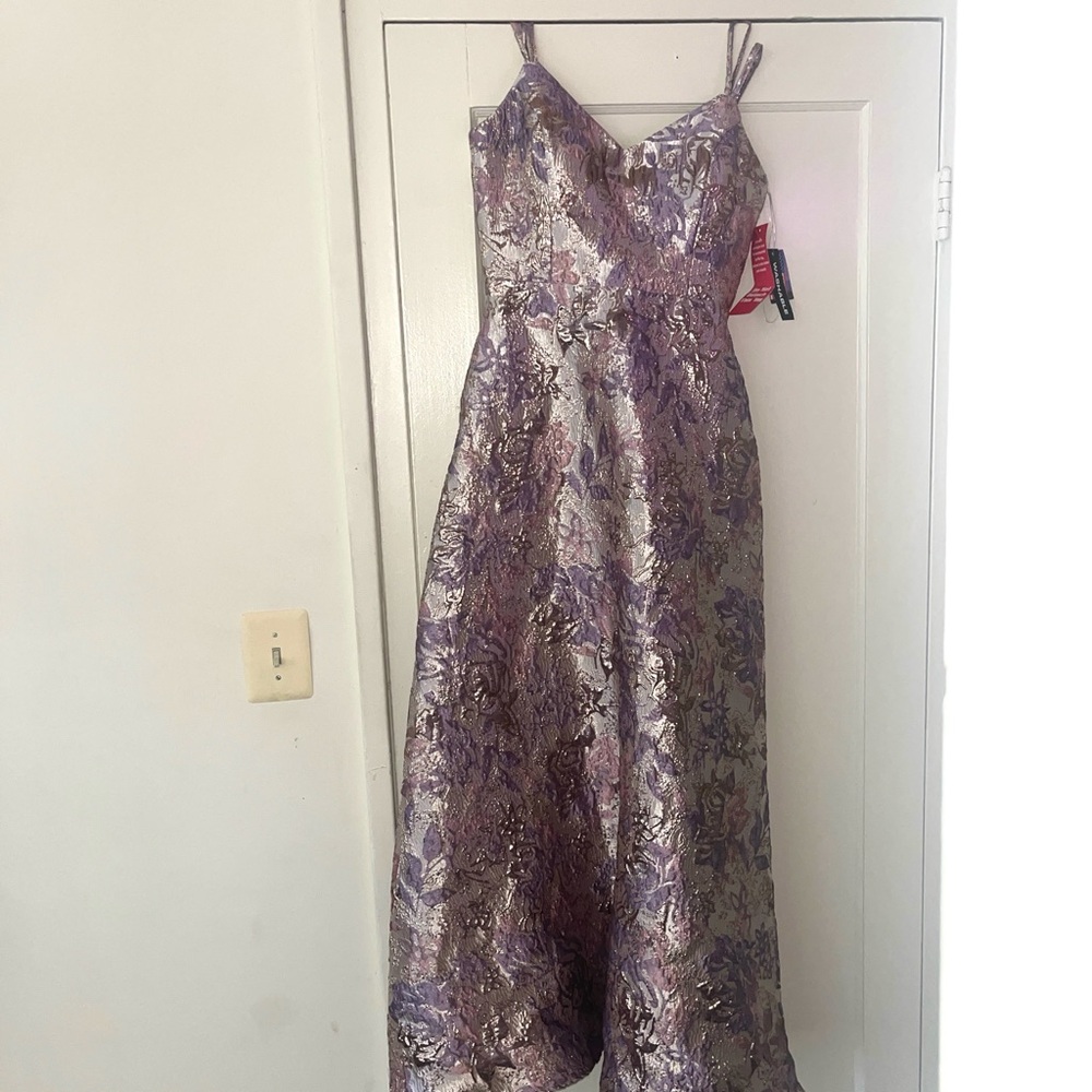 Night Way Collections Purple and Gold Prom Dress